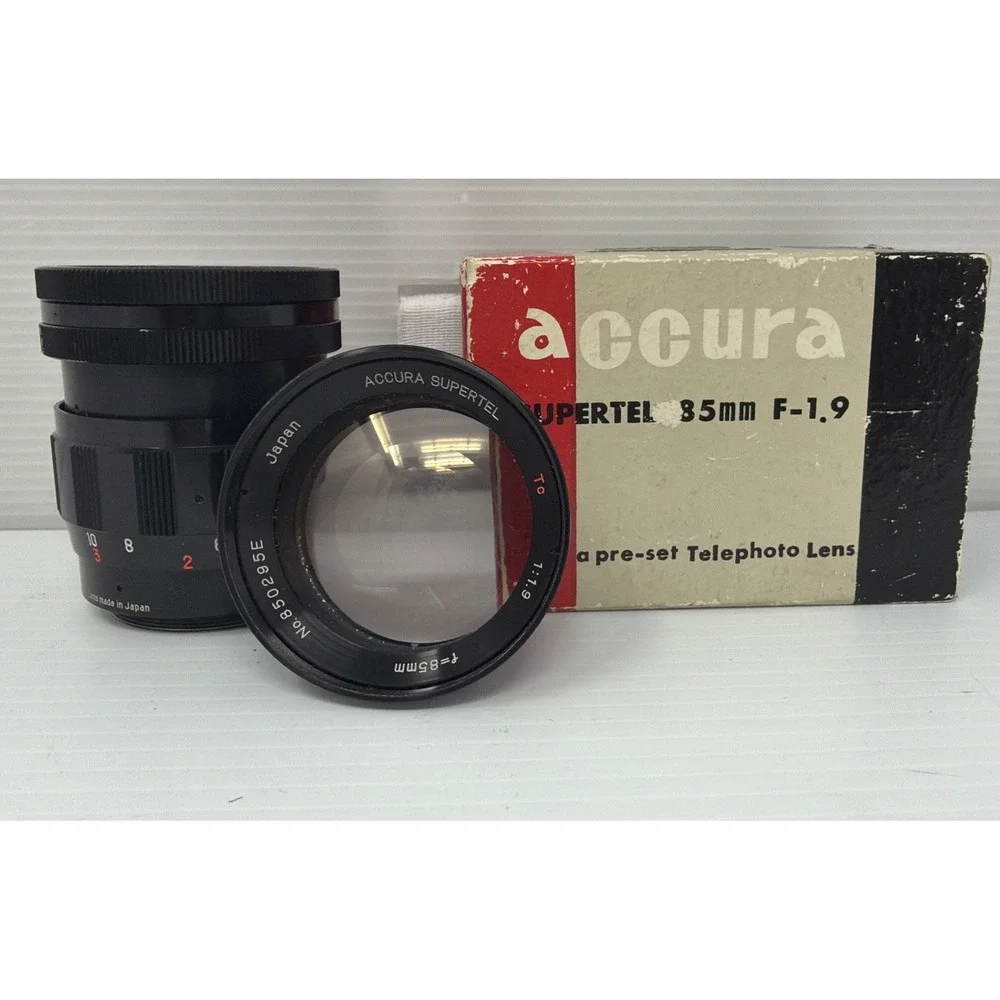 Accura Supertel Tc T Mount 85mm f/1.9 c.1960s Portrait Lens W/ Original Box READ